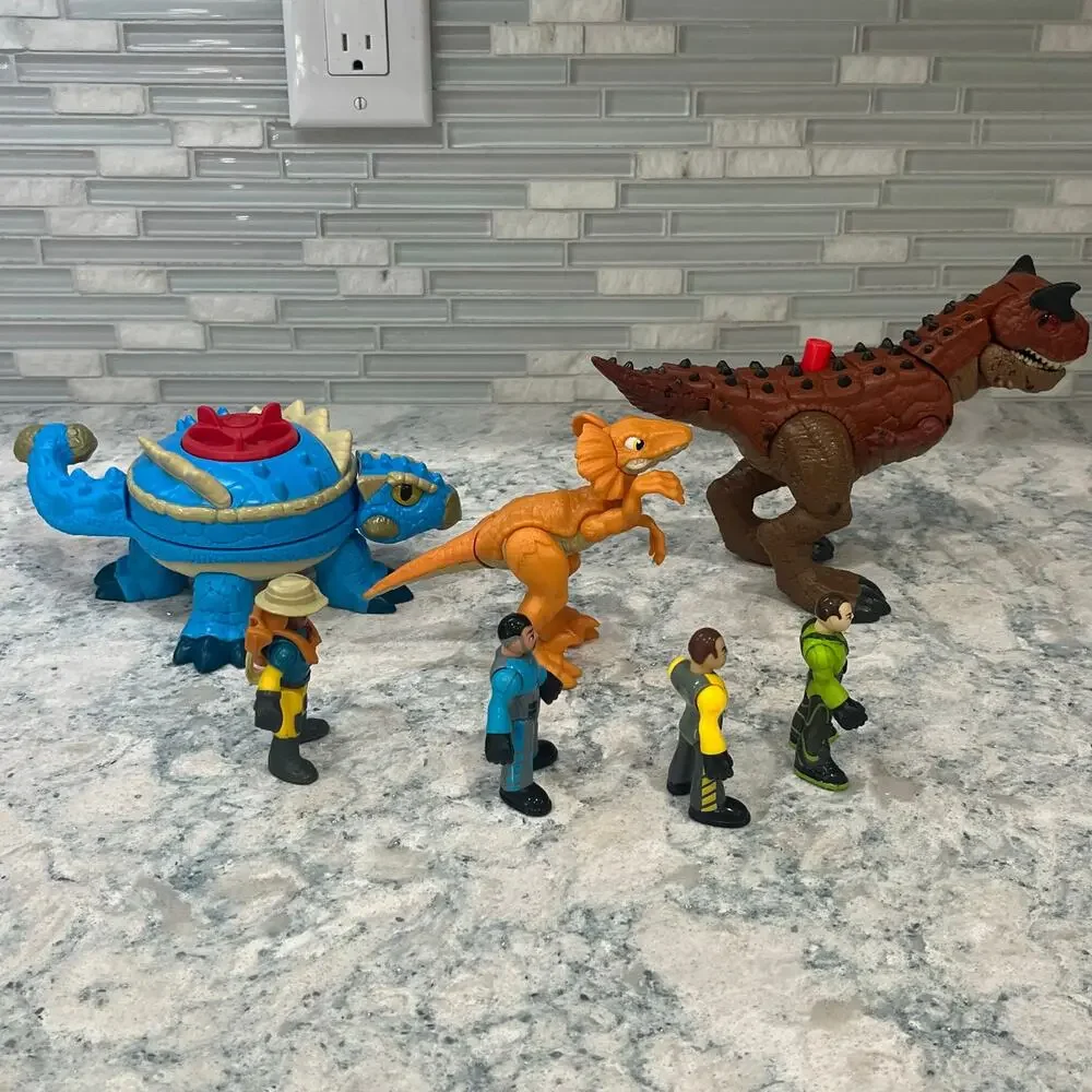 Fisher Price Imaginext Jurassic World Ankylosaurus Raptor Dino Riders Figures